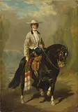 Johann Moritz Rugendas, LADY ON A BLACK HORSE, Oil on canvas