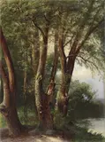 Johann Wilhelm Schirmer, WALDSTÜCK AM SEE MIT EINEM ANGLER