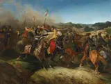 BATTLE DURING THE RUSSO-TURKISH WAR by circle of Horace Vernet, Oil on canvas, sold May 2010