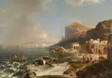 Franz Richard Unterberger, VIEW ON CAPRI SEEN FROM THE BAY OF NAPLES, Oil on canvas (relined)