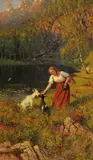 Hans Dahl, MÄDCHEN ZWEI ZICKLEIN FÜTTERND