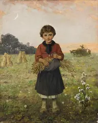 THE LITTLE GLEANER by Hubert Salentin, Oil on canvas (relined), sold May 2010
