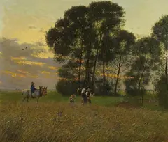 Adolf Lins, HEIMKEHR VON DER FELDARBEIT, Öl auf Leinwand
