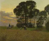 Adolf Lins, HEIMKEHR VON DER FELDARBEIT, Öl auf Leinwand