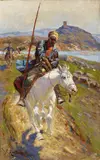 Franz Alekseyevich Roubaud, CIRCASSIAN RIDER, Oil on canvas