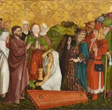 Alpine School, circa 1450, RESURRECTION OF LAZARUS, Oil and Tempera on conifer wood