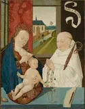 Cologne-Nether-Rhenisch School, 1478, THE VISION OF SAINT BERNARD OF CLAIRVAUX, Tempera on woold (parquetted)