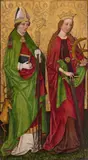 Upper Rhine-Region, circa 1490, SAINT CATHERINE AND SAINT HUBERTUS, Oil on panel