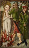 Central Rhine School, circa 1490, MARTYRDOM OF SAINT AGNES, Oil on wood (parqutted)