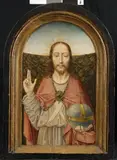CHRIST AS SALVATOR MUNDI by Lower Rhine-Region & Cologne, circa 1500, Oil on wood (parqutted), sold May 2010