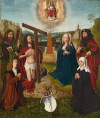 Flemish School circa 1500, CHRIST AND THE VIRGIN AS INTERCESSORS, Oil on oakwood