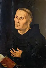 copy after Lucas Cranach the Elder, MARTIN LUTHER AS MONK, Oil on panel (parquetted)