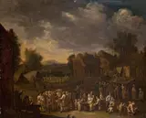 German School 18th century, MARKET WITH TRAVELLING THEATRE