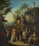 German School 18th century, AN OUTDOOR THEATRICAL PERFORMANCE