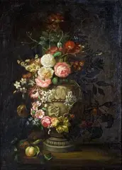 FLOWER STILL LIFE by Flemish School 18th century, Oil on canvas, sold Mar 2010