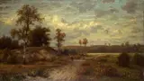 Peter Burnitz, AUTUMN LANDSCAPE WITH PEASANT, Oil on canvas (relined)