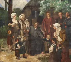 Eduard von Gebhardt, LET THE LITTLE CHILDREN COME UNTO ME, Oil on canvas