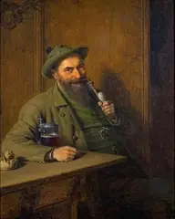 THE FORESTER by Eduard von Grützner, Oil on canvas, sold Mar 2010