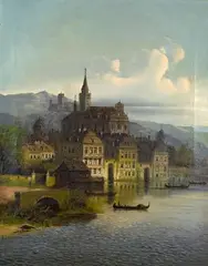 Friedrich Wilhelm Jankowsky, VIEW OF BINGEN, Oil on canvas