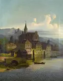 Friedrich Wilhelm Jankowsky, VIEW OF BINGEN, Oil on canvas