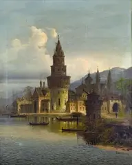Friedrich Wilhelm Jankowsky, VIEW OF ANDERNACH, Oil on canvas