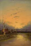 Johann Jungblut, RIVER LANDSCAPE IN THE EVENING