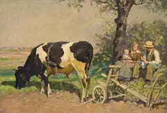 PEASANTS RESTING by Julius Paul Junghanns, Oil on canvas, sold Mar 2010