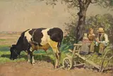 Julius Paul Junghanns, PEASANTS RESTING, Oil on canvas