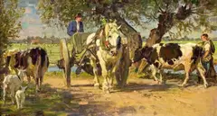 LANDSCAPE WITH PEASANTS by Julius Paul Junghanns, Oil on canvas, sold Mar 2010