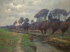 Wilhelm Lucas, VILLAGE NEAR PADERBORN, Oil on canvas