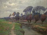 Wilhelm Lucas, VILLAGE NEAR PADERBORN, Oil on canvas