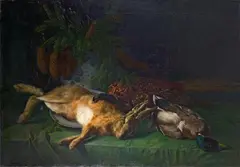 HUNTING STILL LIFE by Gustav Mesmer, Oil on canvas, sold Mar 2010