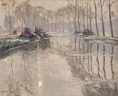 Erich von Perfall, WINTER AT THE RIVER ERFT, Oil on canvas
