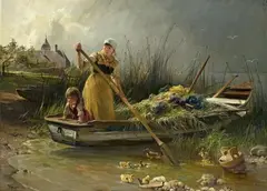 THE CHIEMSEE WITH COSTERMONGER by Karl Raupp, Oil on canvas, sold Mar 2010