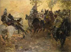 Theodor Rocholl, ULANS, Oil on canvas (relined)