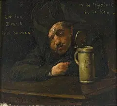 Piet Verhaert, DRINKING MAN, Oil on panel