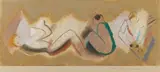 Max Ackermann, Figural Composition, 2 pastel crayon drawings, on a sketch book sheet with perforated edge