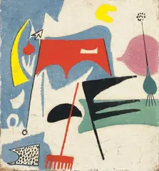 Formsurreales by Max Ackermann, Oil on thick cardboard, sold Dec 2009