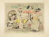 Willi Baumeister, Metamorphose, Lithograph, watercoloured, on lightly textured cream colored wove paper