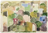Houses and Gardens in Spring by Eduard Bargheer, Watercolor on ivory colored handmade wove paper, sold Dec 2009