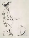 Max Beckmann, Young woman, Pen and brown-black ink on sturdy chamois-colored paper