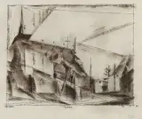 Lyonel Feininger, Taubach, Pen and ink with brown lavis over preparatory drawing in charcoal
