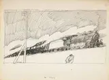 Lyonel Feininger, Eilzug (Express Train), Pen and ink on ivory colored laid paper with the watermark "INGRES FRANCE"