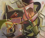Hannah Höch, Stilleben (Still-Life), Oil on cardboard