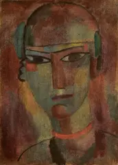 Alexej von Jawlensky, Mystical Head: Female Head, Oil on linen structured paper laid down on cardboard