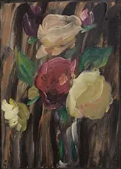 Alexej von Jawlensky, Flower Still-Life, Oil on linen-structured paper