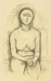 Sitting Female Nude by Karl Hofer, Charcoal drawing with rubbed composition on chamois colored paper, sold Dec 2009