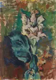 Heinrich Nauen, Two Gladiolas in a violet Vase