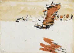 Chinese Junks (Brown Sails) by Emil Nolde, Watercolor and ink on very thin, fibrous Japanese paper, sold Dec 2009