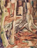 Beech Grove by Christian Rohlfs, Watercolor and color brush drawing on simple machine-made wove paper, sold Dec 2009